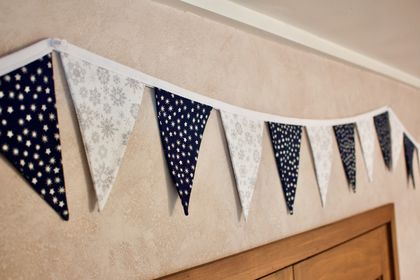 Bunting - Christmas Snow & Stars - 3 Metres Double-Sided