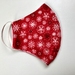 Triple Layer Adult Medium Face Mask - Christmas Snowflakes Red