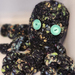 Black thick multi colored vintage yarn big green eyed beautiful Octopus Sensory toy