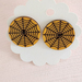 Spider web big bold studs earrings wooden buttons black and yellow hellaween jewelry