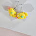 Big lips yellow fish earrings, stainless steel hypoallergenic sea creatures happy gun dangling jewelry