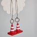 Road works orange white cones earrings jewelry fun gag jewelry gifts handmade with love