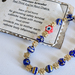 Dark blue gold flower evil eye, third eye protection glass red eye bracelet