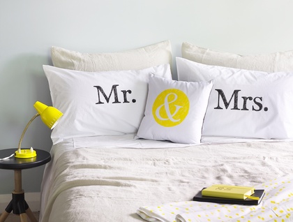 Mr. & Mrs. Pillow cases - Hand Screenprinted!