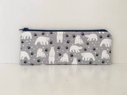 SALE- Polar bear print pencil case / glasses case