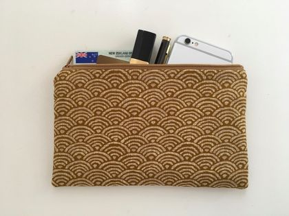 Seigaiha, traditional Japanese pattern medium size pencil case / make-up pouch / toiletry pouch / clutch