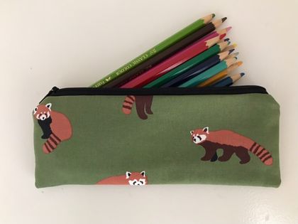 Red panda print pencil case / glasses case / purse