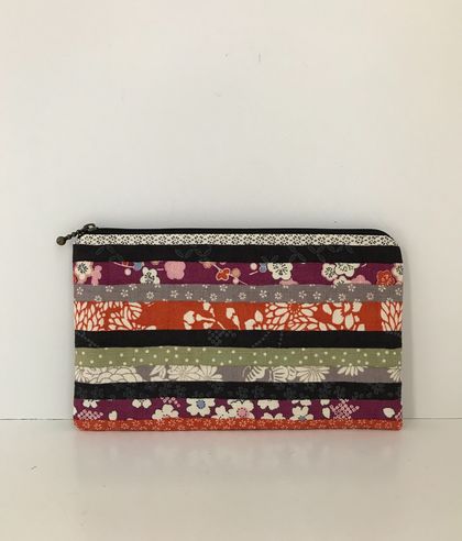 Japanese traditional print medium size pencil case / make-up pouch / toiletry pouch / clutch