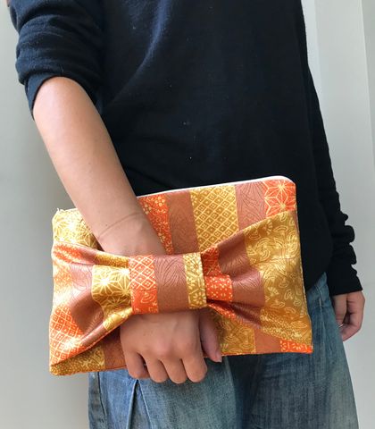 Upcycled kimono clutch / travel purse / toiletry pouch   