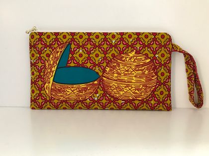 African print clutch / large size purse / travel pouch 