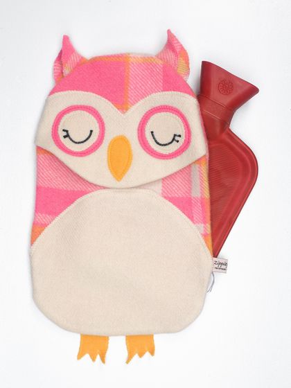 Vintage Owl Hottie Cover -Pink/yellow
