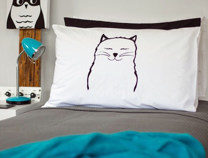 Hand Printed 300 Thread Count Pillowcase - Pussycat