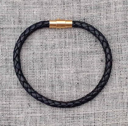 Men's Woven Leather Bracelet -Black