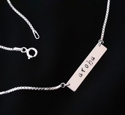 Hand Stamped "Aroha" Bar Necklace - New Chain!