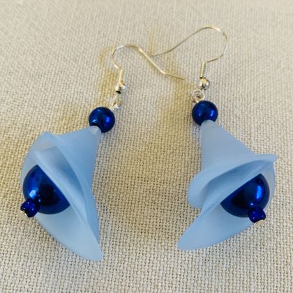 Earrings: Blue Lily (iv) ("Lilies & Roses & Daisies" range)