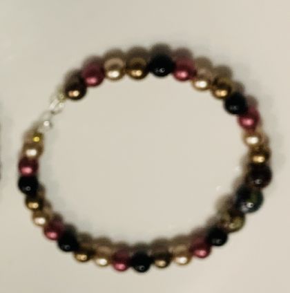 Bracelet x 2 - Glass Pearls: Cognac and Coffee