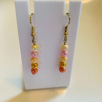 Earrings - Glass Pearls: Pastel and Golden