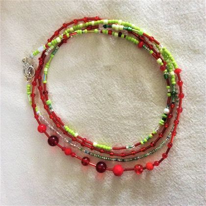 Bracelet or Necklace - Boho Christmas seed beads (Festive range)