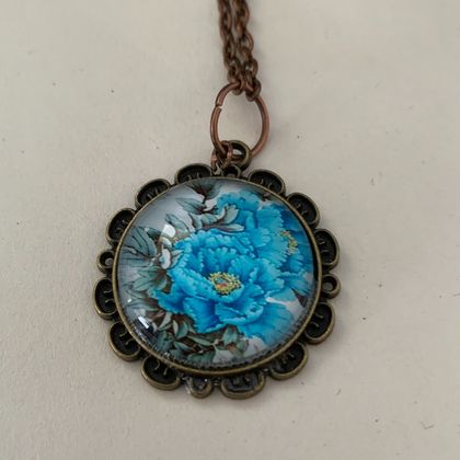 "Turquoise Rose" necklace - cabochon style