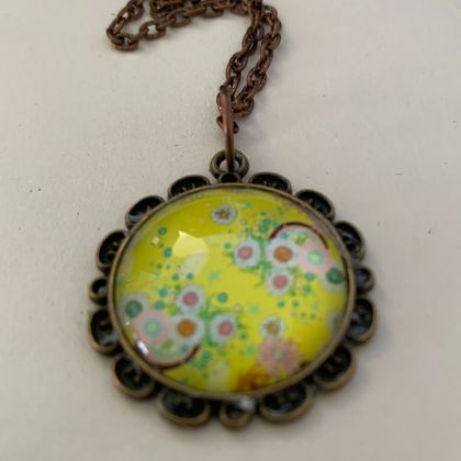 "Bright Meadow" necklace - cabochon style
