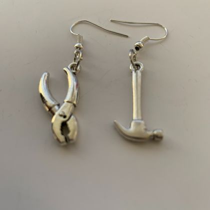 Earrings: Tools - Pliers and Hammer (Silvery Moon range)