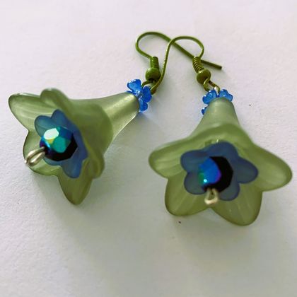 Green and Blue Lily earrings ("Lilies & Roses & Daisies" range)