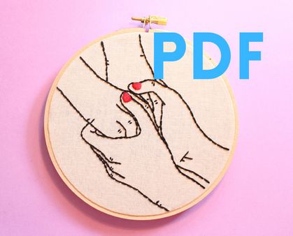 Holding Hands Beginner Embroidery Pattern PDF digital download