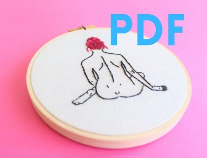 Nude Woman Beginner Hand Embroidery Pattern PDF digital download