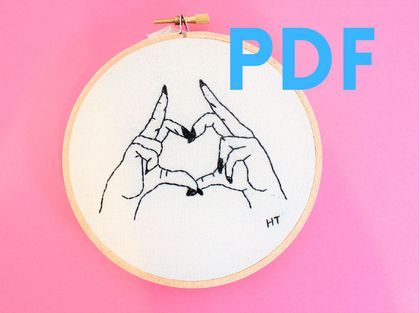 Heart Hands Beginner Hand Embroidery Pattern PDF digital download