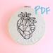 Geometric Heart Beginner Hand Embroidery Pattern PDF digital download