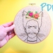 Frida Kahlo Cat Beginner Hand Embroidery Pattern PDF digital download