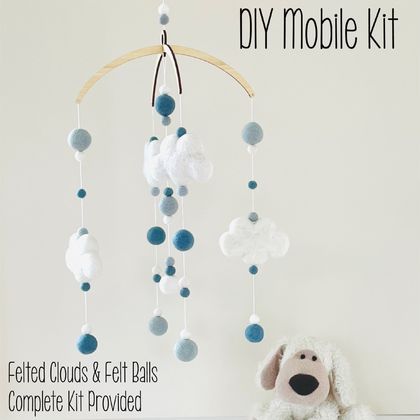 DIY Cot Mobile with Felt Balls & Clouds