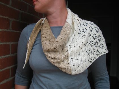 crocheted  womens scarf with daisy pattern