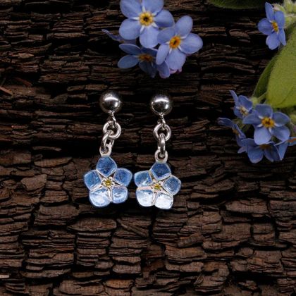 Yellow diamond forget me not earrings 