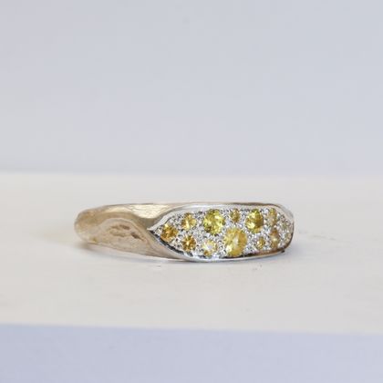 Sapphire gum leaf ring