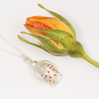 Sapphire rosebud pendant, ombre yellow and orange