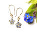 White gold, sapphire and diamond forget me not earrings