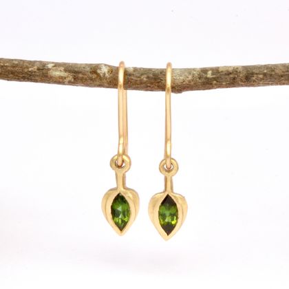 Tourmaline and solid gold drop earrings