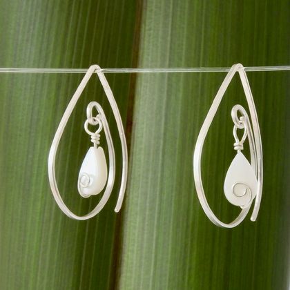 LIMITED EDITION: Mother of Pearl Eco Silver Teardrop Earrings