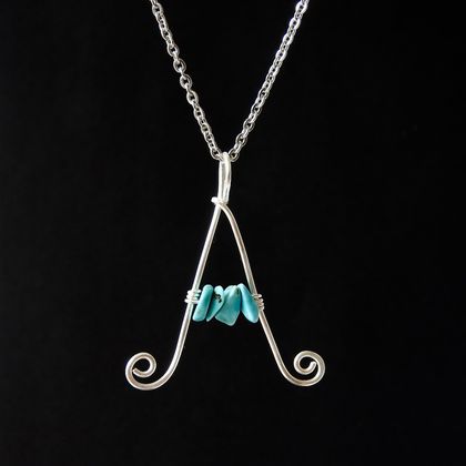Ladies Personalised/ Customised Letter Necklace in Eco Sterling Silver with Semi-Precious Stones