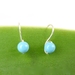 Eco Sterling Silver Small Drop Earrings with Turquoise Swarovski Pearls