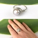 Grey/Blue Freshwater Pearl Argentium SIlver Wire-Wrapped Ring