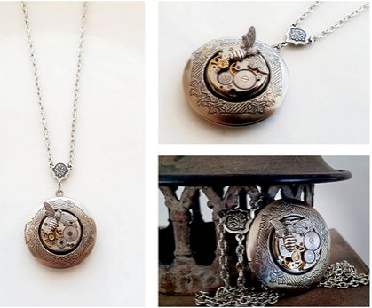 The Wee Bee Textured Locket - Steampunk Inspired Memory Keeper