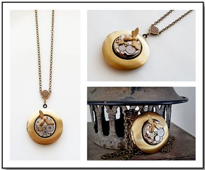 The Wee Bee Brass Locket - Steampunk Inspired Memory Keeper