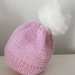 Baby Hat in Merino with a gorgeous faux rabbit pom pom