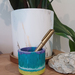 Handcrafted Resin Tealight Holder - turquoise & yellow