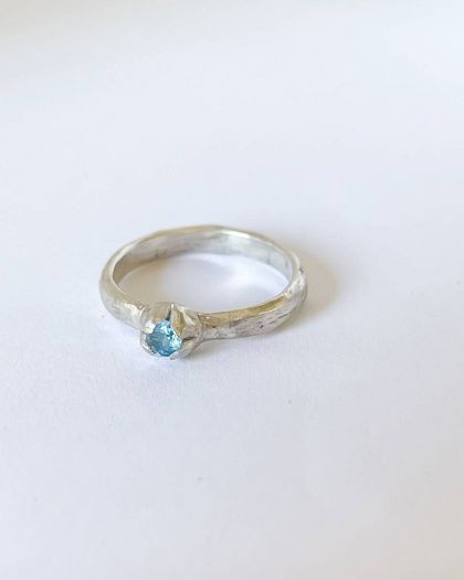 One Off Sky Blue Topaz Bloom Stacking Ring in Sterling Silver, Size O (In Stock)
