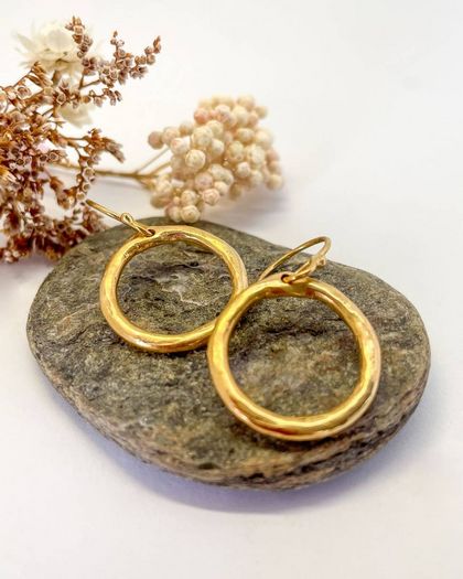 Organic Circle Hoop Earrings - 18ct Gold plate over Sterling Silver