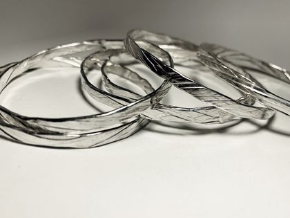Textured Stacking Bangle - Choice of either Sterling Silver or Bronze