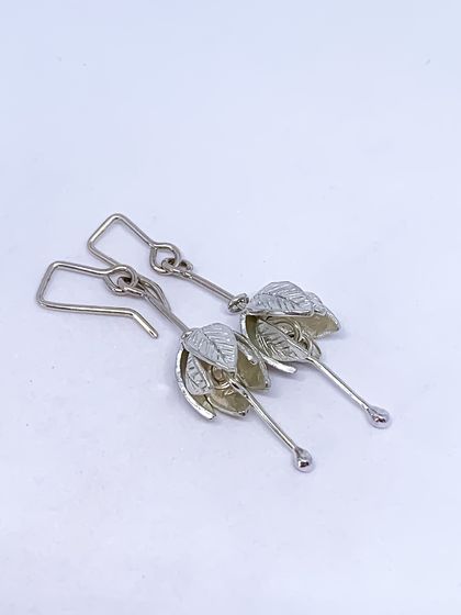 Stylised Fuchsia Flower Pendant Earrings in Sterling Silver